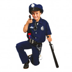 Costum Politist baieti 4-14 ani, set 4 piese carnaval, albastru inchis foto