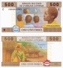 Bancnota Ciad 500 Francs 2002 UNC, Statele Central Africane, Africa, Neutilizata