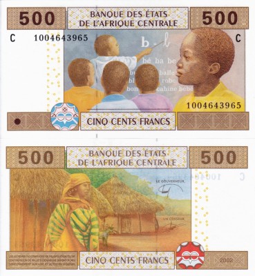 STATELE CENTRAL AFRICANE (CIAD) 500 francs 2002 UNC!!! foto