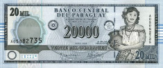 PARAGUAY ? bancnota ? 20000 Guaranies ? 2005 ? P-225 ? Serie D ? UNC necirculata foto