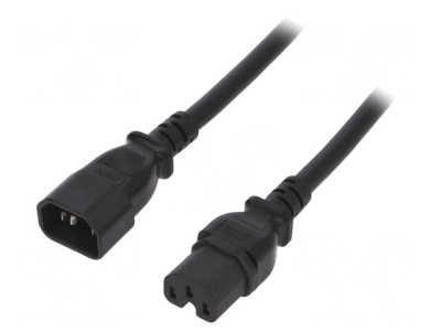 Cablu Alimentare 1m 15A Negru IEC C14 la C15 foto