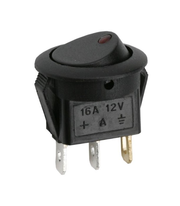 Interupator basculant 1 circuit 3 pini 12V 16A OFF-ON LED rosu cu retinere