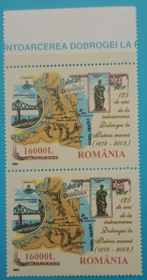 TIMBRE ROMANIA 2003 LP1620 125 ANI DE LA INTOARCEREA DOBROGEI LA PATRIA MAMA MNH foto