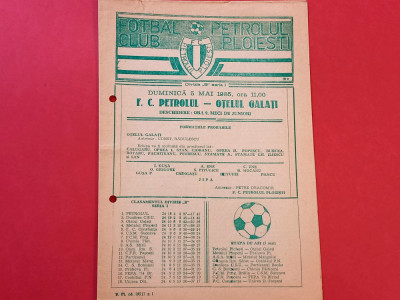 Program meci fotbal PETROLUL PLOIESTI - OTELUL GALATI 05.05.1985 foto