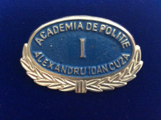 Insigna - Semn de arma - Academia de Poli?ie - Alexandru Ioan Cuza I (albastru) foto