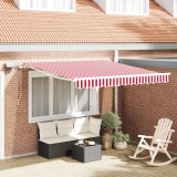 VidaXL Marchează retractabilă manuală cu LED Dungă roșie și albă 350x250 cm
