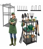 Raft pentru unelte de gradina, organizator din otel 81 x 43 cm