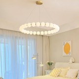 Lustra LED suspendata Celeste 42W cu telecomanda, dimabila, auriu