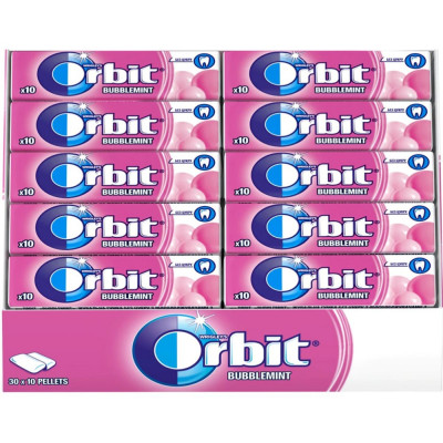 Set 30 Pachete Guma de Mestecat Orbit Bubblemint, Guma pentru Mestecat, Guma Orbit, Guma Mestecat, Guma Mentolata, Guma Aroma de Menta, Guma cu Menta, foto