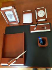 Set accesorii din lemn, pentru birou, varianta Executive, 8 piese foto