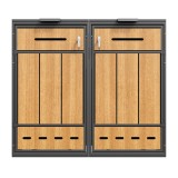 Cutie pentru pubele cu orificii de ventilație, pentru 2x 120&ndash;240 l și potrivită pentru exterior, 132x84,5x118 cm, Gri+Culoare naturală