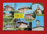 Monumente istorice din jud. Suceava Manastiri carte postala, vedere din Romania, Circulata, Sinaia, Printata