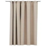 Draperie opaca, aspect de in, bej, 290 x 245 cm, cu carlige