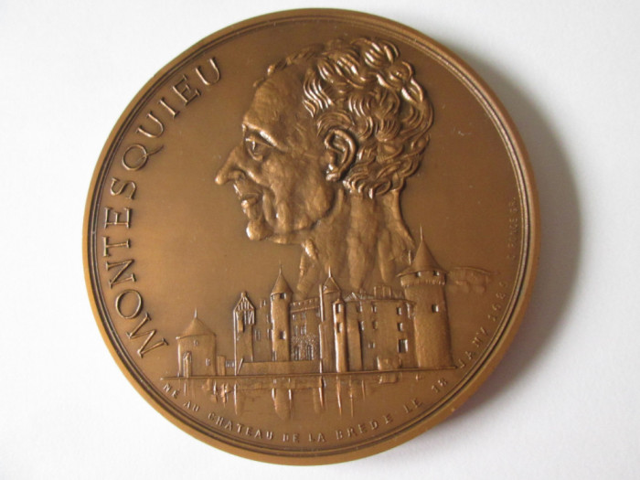 Rară! Medalie mare bronz Franța-Montesquieu:Inaugurarea primăriei La Brede 1989