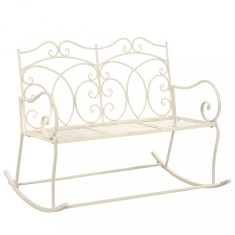 Bancă de grădină, alb vintage, 104 cm, fier