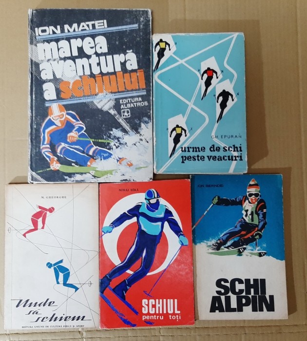 5 vol. Schiul pentru toti (Ion Matei Marea aventura a schiului, Gheorghe Epurean Urme de schi peste veacuri, Ion Berindei Schi alpin, Unde sa schiem)