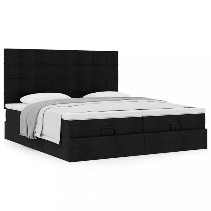 Gossi cadru de pat otoman cu saltele, tesatura neagra 200x200cm