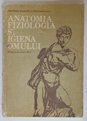 ANATOMIA , FIZIOLOGIA SI IGIENA OMULUI , MANUAL PENTRU CLASA A VIII -A de ELISABETA MANDRUSCA ...MIHAI PETEANU , 1988, PREZINTA SUBLINIERI SI URME DE foto
