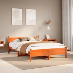 vidaXL Cadru de pat fără saltea, maro ceruit 140x200 cm lemn masiv pin 855593