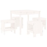 Set de dining pentru gradina, 5 piese, alb, lemn masiv de pin