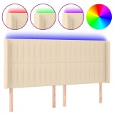 Cumpara ieftin Tablie de pat cu LED, crem, 183x16x118/128 cm, textil