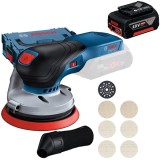 Bosch GEX 18V-125 + M480 + GBA - Slefuitor cu excentric 125 mm valiza speciala + Acumulator Li-Ion 18 V 5 Ah