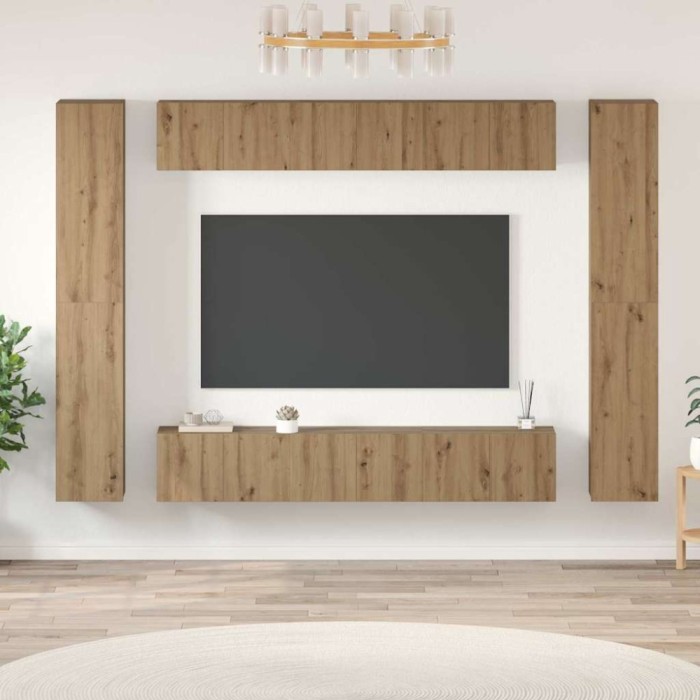 Set comodă TV cu raft 10 pcs stejar artizanal 30.5 x 30 x 90 cm
