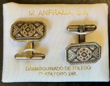 Butoni Vintage Argint și Aur 24K Damasquinado de Toledo - M. Anframa