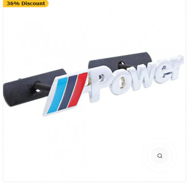 Emblema metal auto pt grilla din fata M Power bmw metalica prinderi incluse foto