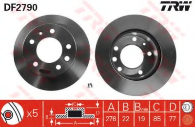 Disc frana MERCEDES SPRINTER 4,6-t platou / sasiu (906) (2006 - 2016) TRW DF2790 foto