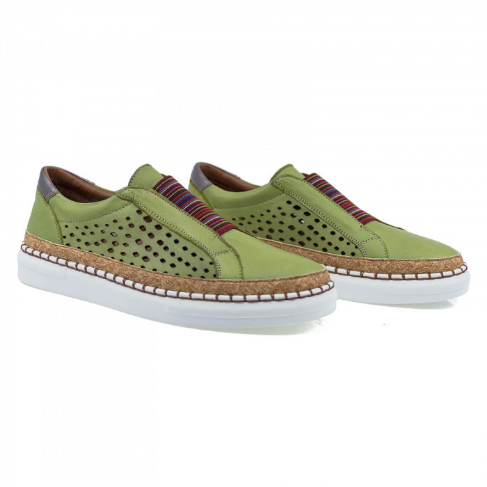 Pantofi Dama, Anna Viotti, Ann-4002-3 Casual, Piele Naturala, Verde