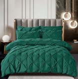 Cumpara ieftin Lenjerie Pat Dublu Finet 6 Piese Verde Smarald - Cearceaf fara Elastic, 2 Fete Perna 55x80, 2 Fete Perna 70x70, Husa Pilota 200x230
