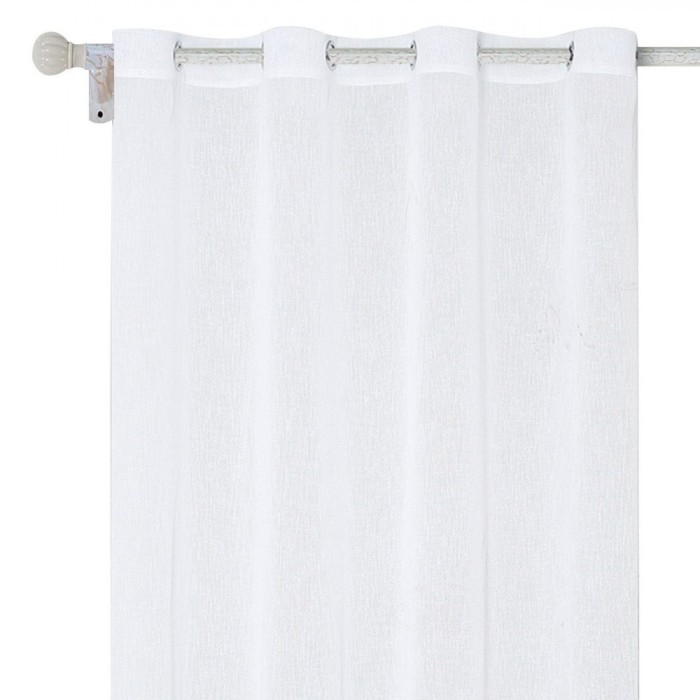 Perdea Decorativă cu Inele, Voal Alb, 140x140cm, Poliester