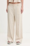 Hollister Co. pantaloni din in culoarea bej, lat, medium waist, KI356-5026