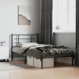 vidaXL Cadru de pat din metal cu tăblie, negru, 100x200 cm