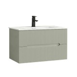 Trent 80 dulap de baie inferior cu chiuvetă ceramică 2 sertare, verde