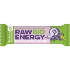 Baton energizant bio cu coacaze negre si nuca de cocos Raw Energy, 50g, Bombus