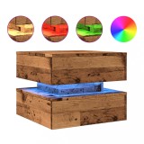 Cumpara ieftin Masuta de cafea cu lumini LED, lemn vechi, 50x50x40 cm