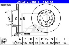 Disc frana VW GOLF V (1K1) (2003 - 2009) ATE 24.0312-0158.1 foto