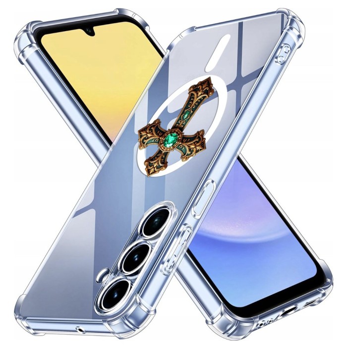Husa antisoc pentru samsung galaxy a15 - airbag magsafe, col&Egrave;uri ranforsate - cross smarald