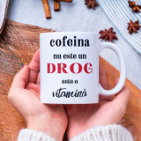 Cană personalizată &quot;Cofeină&quot; Roz-toarta-inima