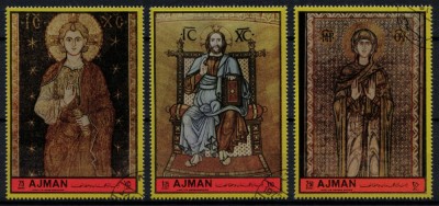 AJMAN 1972 - Arta, mozaicuri bizatine / serie completa foto