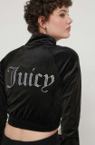 Juicy Couture bluză din velur culoarea negru, cu imprimeu