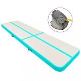 Cumpara ieftin Saltea gimnastică gonflabilă cu pompă verde 700x100x15 cm PVC