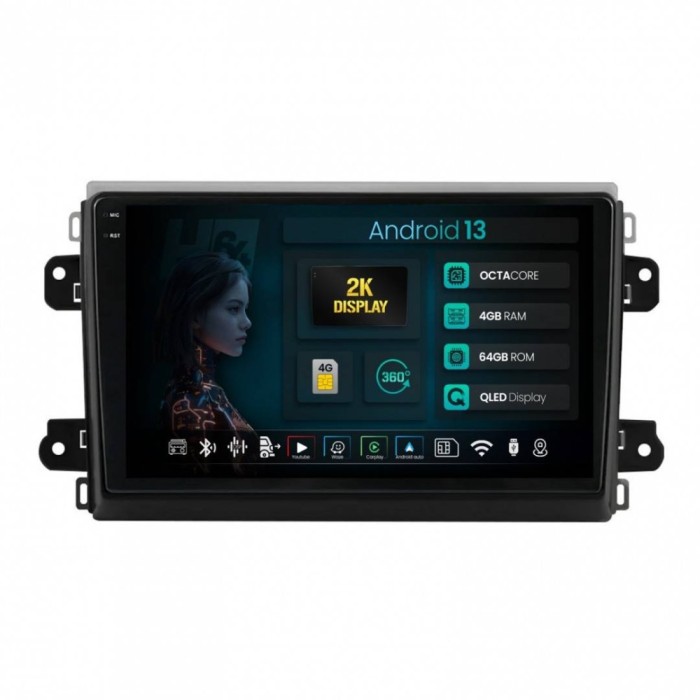 Navigatie 2K Fiat Ducato 2022+ 4GB RAM Android 13 Octacore Slot Sim 4G DSP GPS Wi-FI Carplay Android Auto USB Bluetooth Waze Touchscreen 9.5 Inch