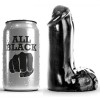 Dildo Realistic All Black 13cm x 4.5cm, Vibrator Texturat, Material Sigur, Compatibil Lubrifiant pe Bază de Apă/Silicon