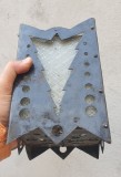 Lampadar din metal si sticla pentru lumanari, 22x13 cm, ca nou., Lampi, 42, Crem