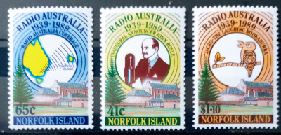 Norfolk Island 1989 telecomunicații radio păsări serie nestampilata foto