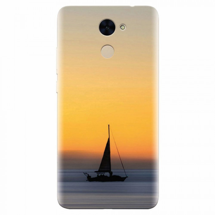 Husa silicon pentru Huawei Y7 Prime 2017, Wind Sail Boat Ocean Sunset