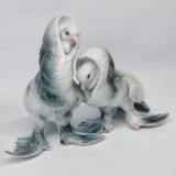 Porumbei - Bibelou portelan romanesc vintage - Portelan Cluj